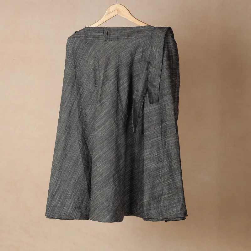 Grey - Plain Handloom Jhiri Cotton Wrap Around Skirt sold by Itokri