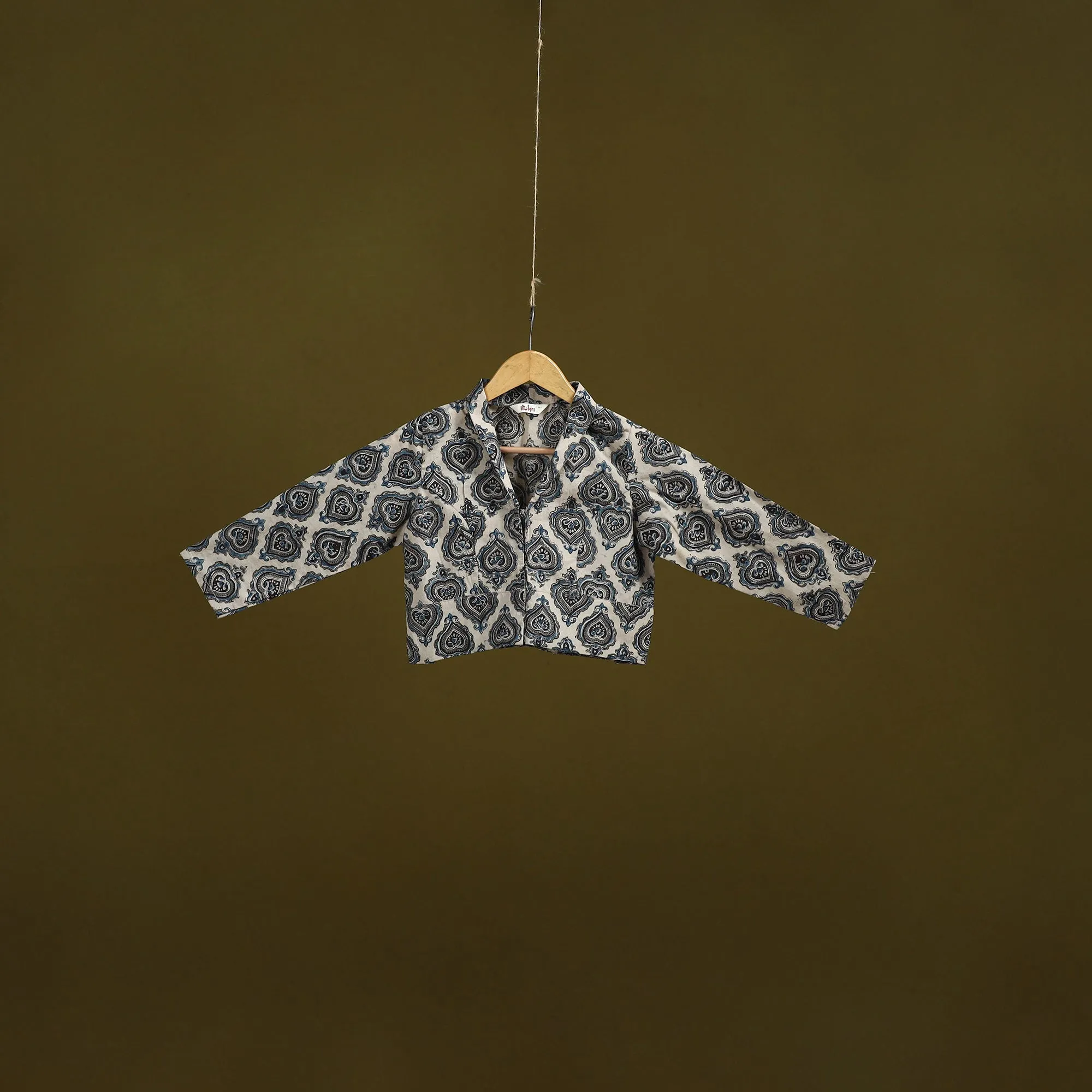 White - Pedana Block Print Cotton Natural Dyed Kalamkari Readymade Blouse 07 sold by Itokri