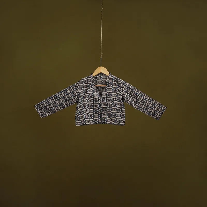 Black - Pedana Block Print Cotton Natural Dyed Kalamkari Readymade Blouse 05 sold by Itokri