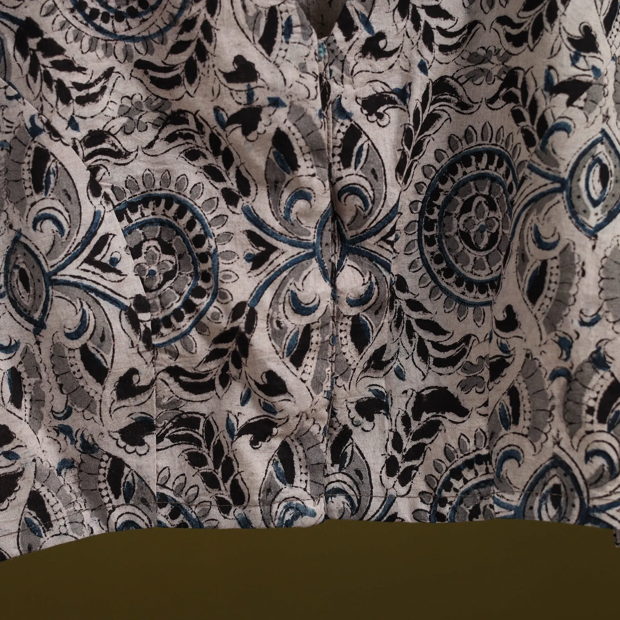 Beige - Pedana Block Print Cotton Natural Dyed Kalamkari Readymade Blouse 01 sold by Itokri product image thumbnail 4