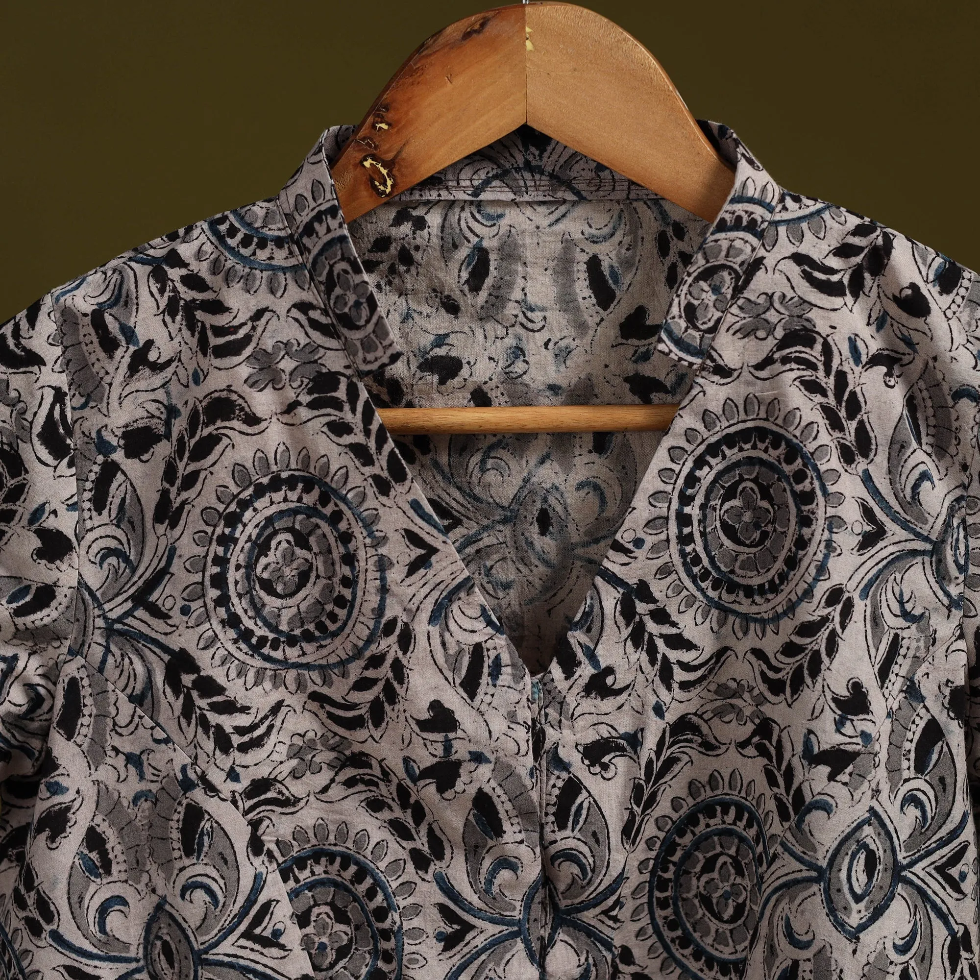 Beige - Pedana Block Print Cotton Natural Dyed Kalamkari Readymade Blouse 01 sold by Itokri product image thumbnail 2