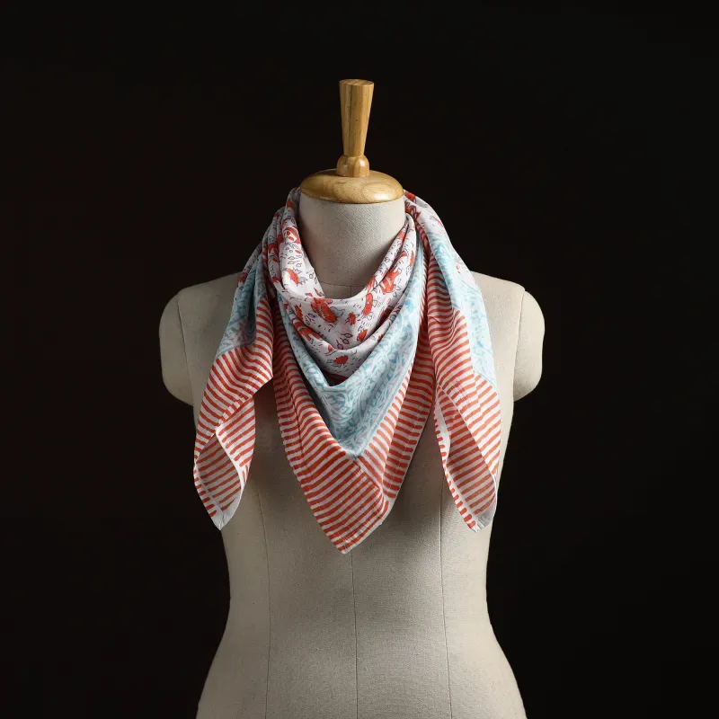 Multicolor - Sanganeri Block Print Cotton Scarf 01 sold by Itokri