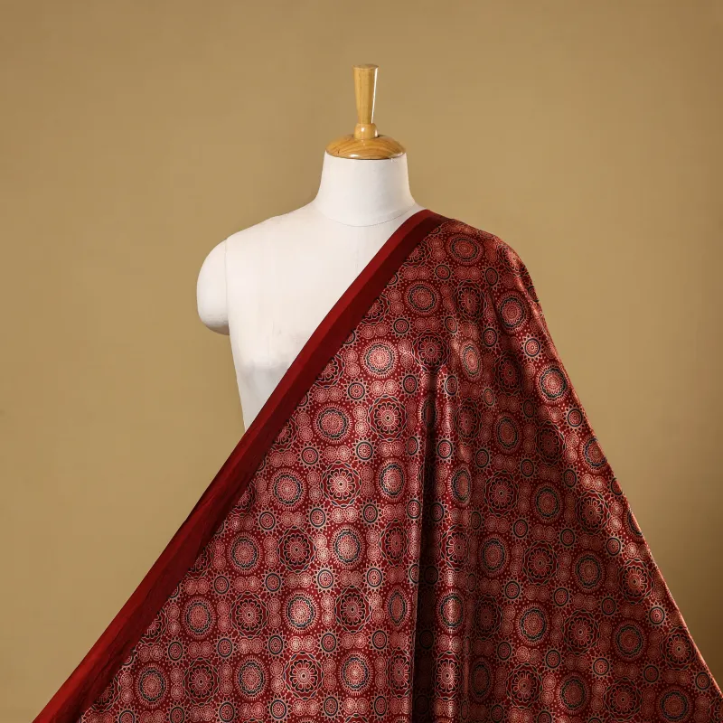 Mashru Silk Natural Dyed Block Print Ajrakh Fabric 07 sold by Itokri