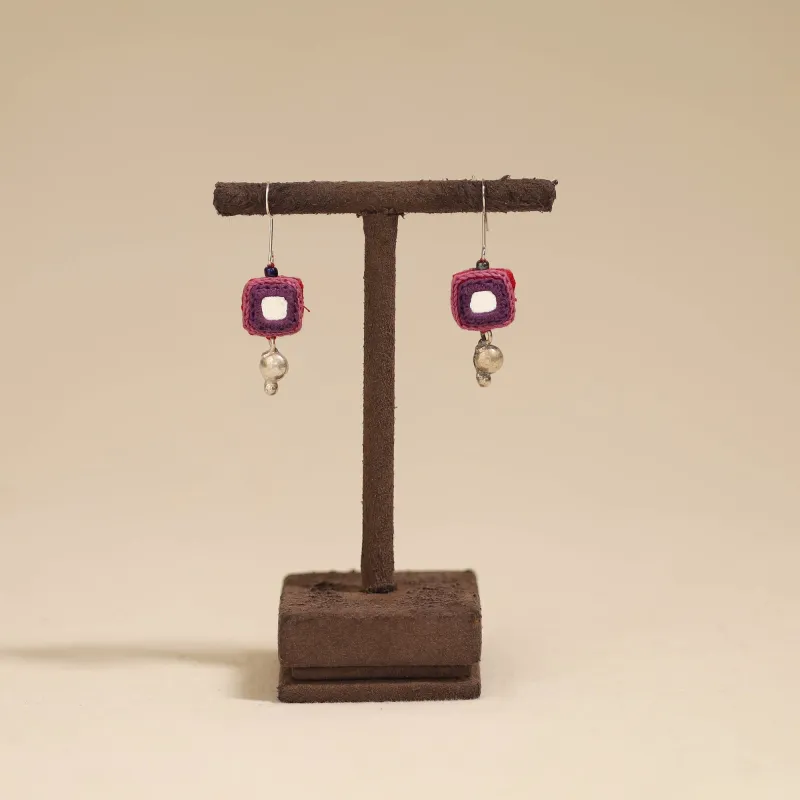 Purple - Banjara Embroidery Mirror Work Handmade Earrings 10 sold by Itokri