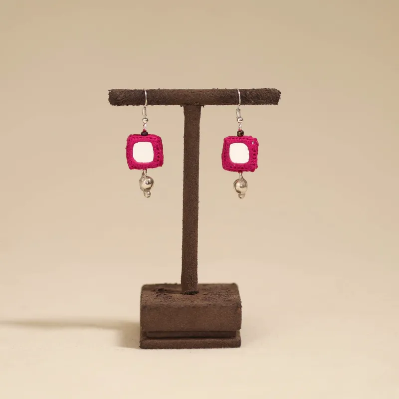 Pink - Banjara Embroidery Mirror Work Handmade Earrings 03 sold by Itokri
