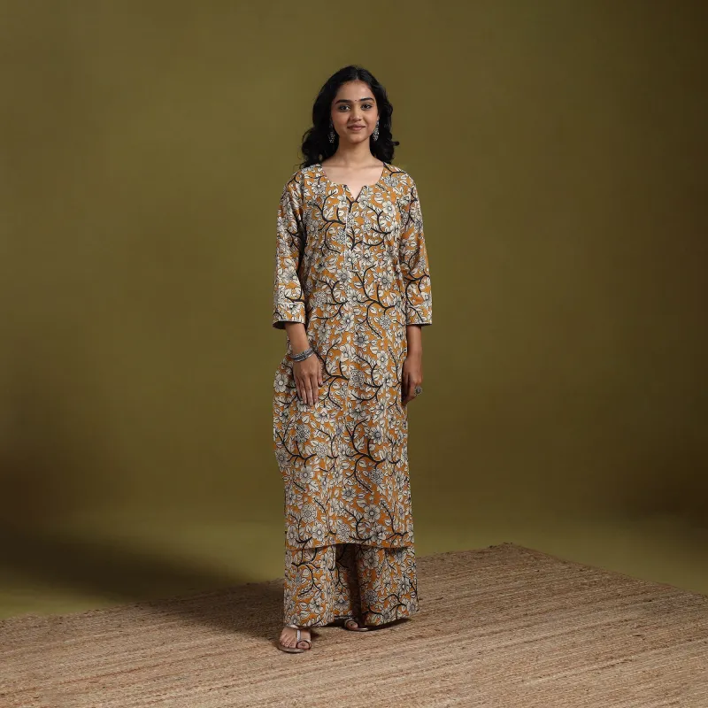 Yellow - Kalamkari Printed Cotton 2pc Kurta Set for women 11 sold by Itokri