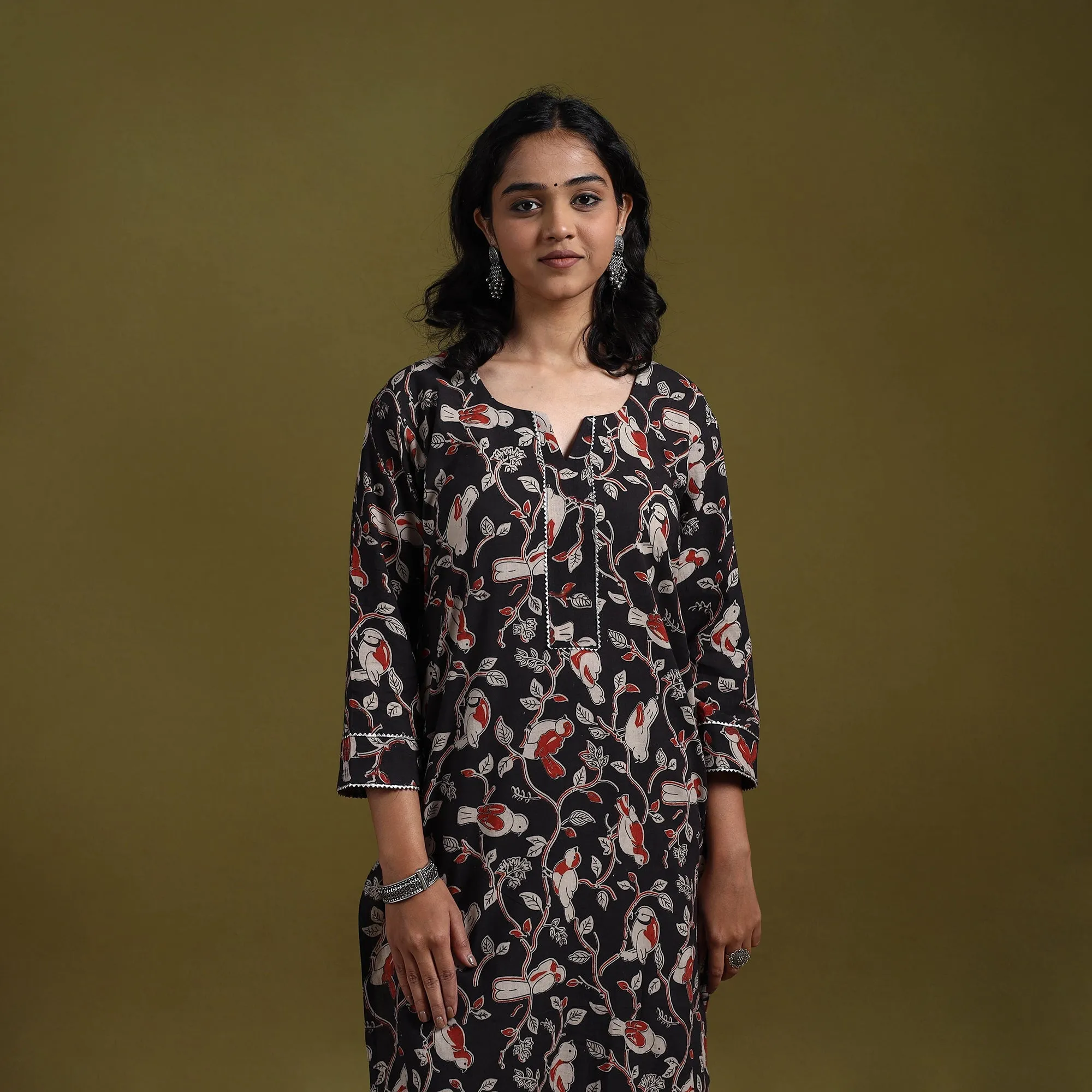 Black - Kalamkari Printed Cotton 2pc Kurta Set for women 13 sold by Itokri product image thumbnail 2
