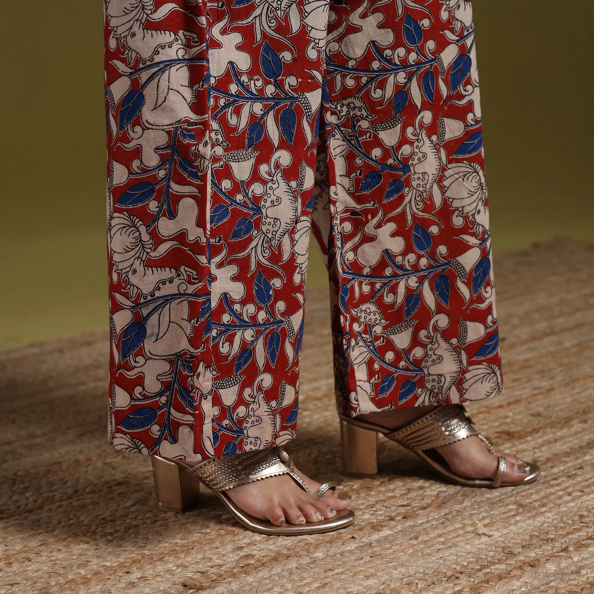 Red - Kalamkari Printed Cotton 2pc Kurta Set for women 08 sold by Itokri product image thumbnail 5