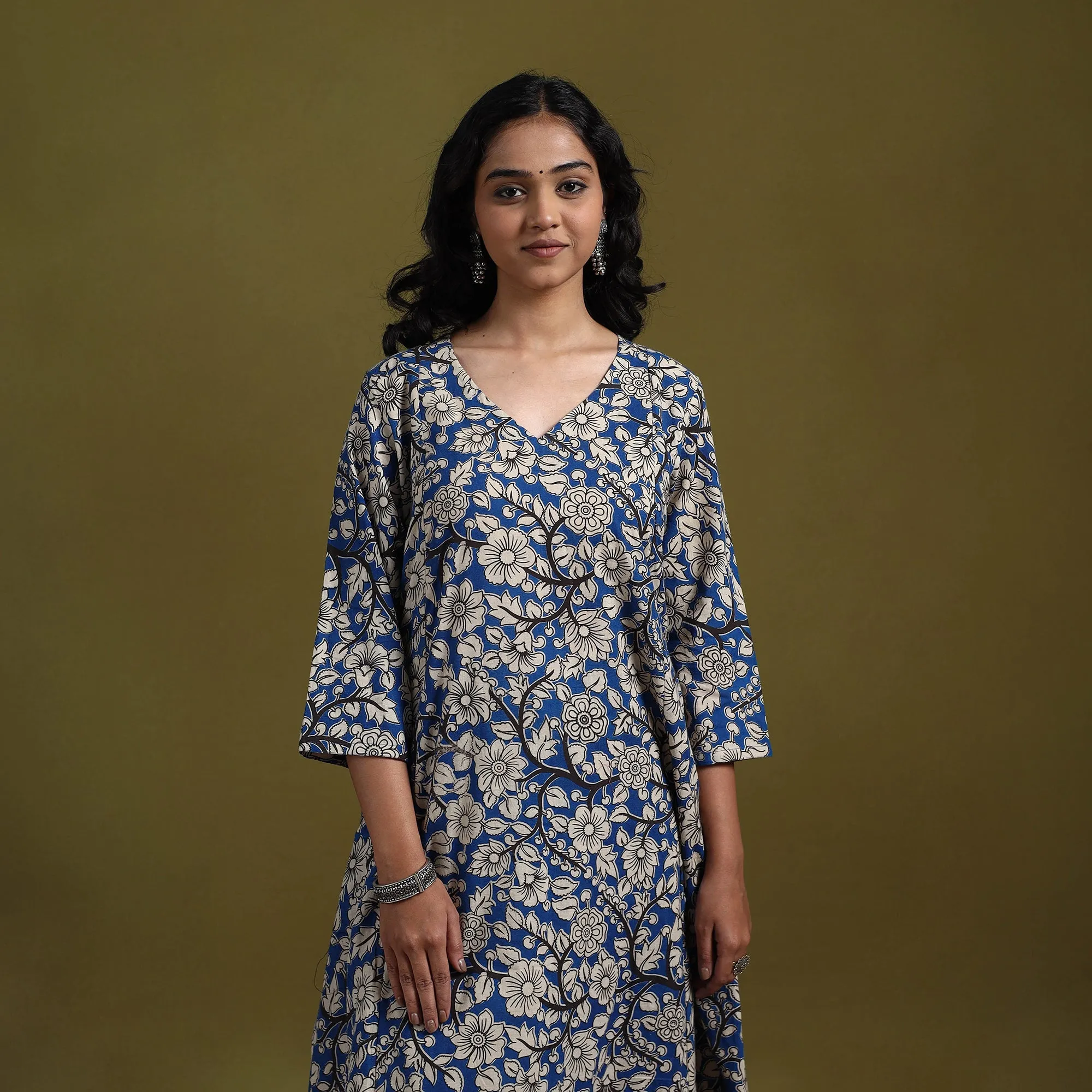 Blue - Kalamkari Printed Cotton 2pc Kurta Set for women 07 sold by Itokri product image thumbnail 2