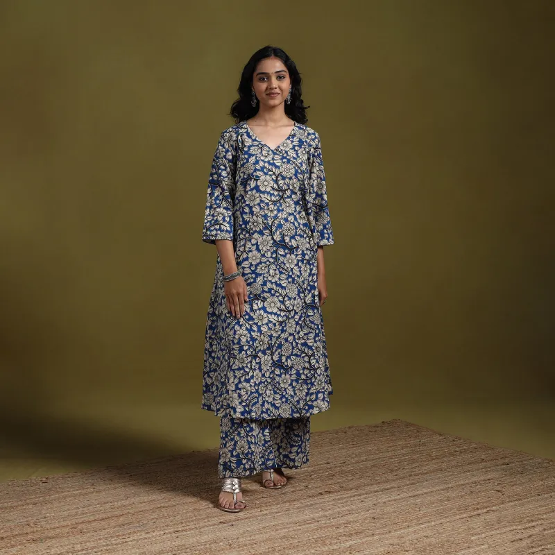 Blue - Kalamkari Printed Cotton 2pc Kurta Set for women 07 sold by Itokri