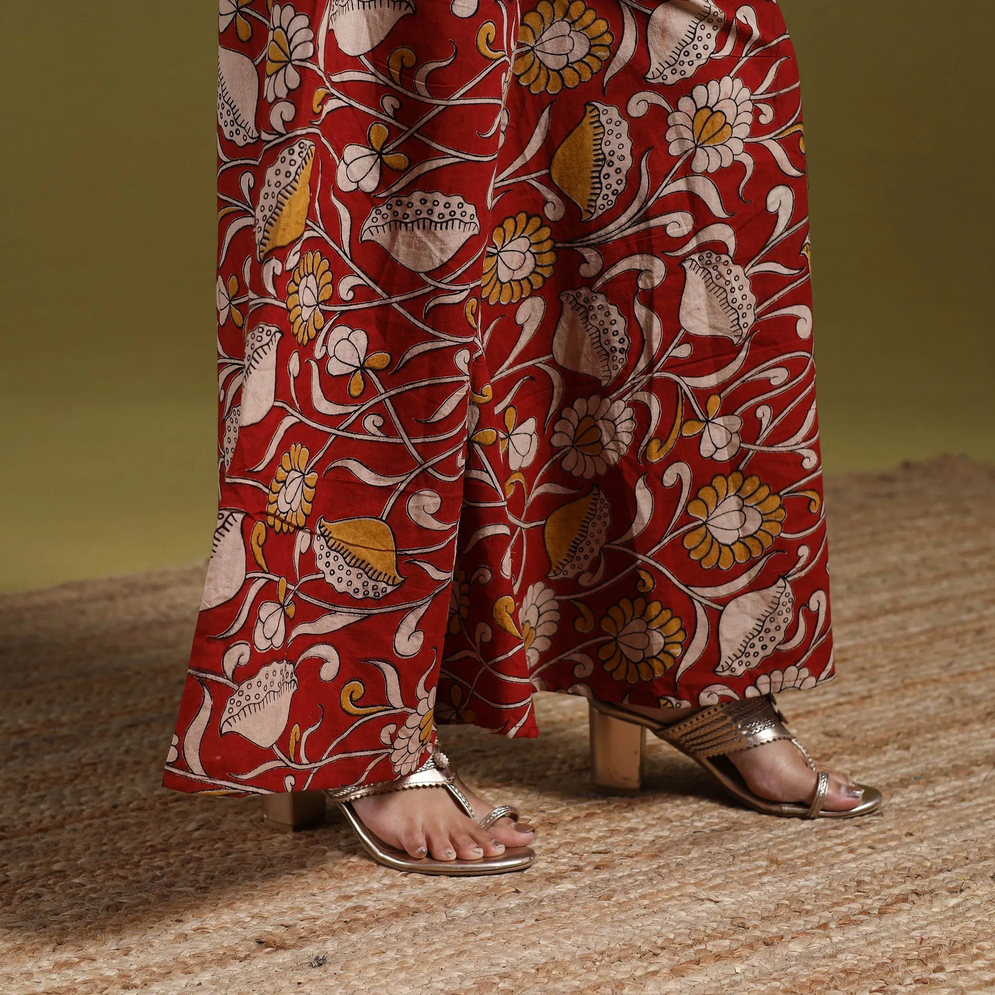 Red - Kalamkari Printed Cotton 2pc Kurta Set for women 03 sold by Itokri product image thumbnail 5