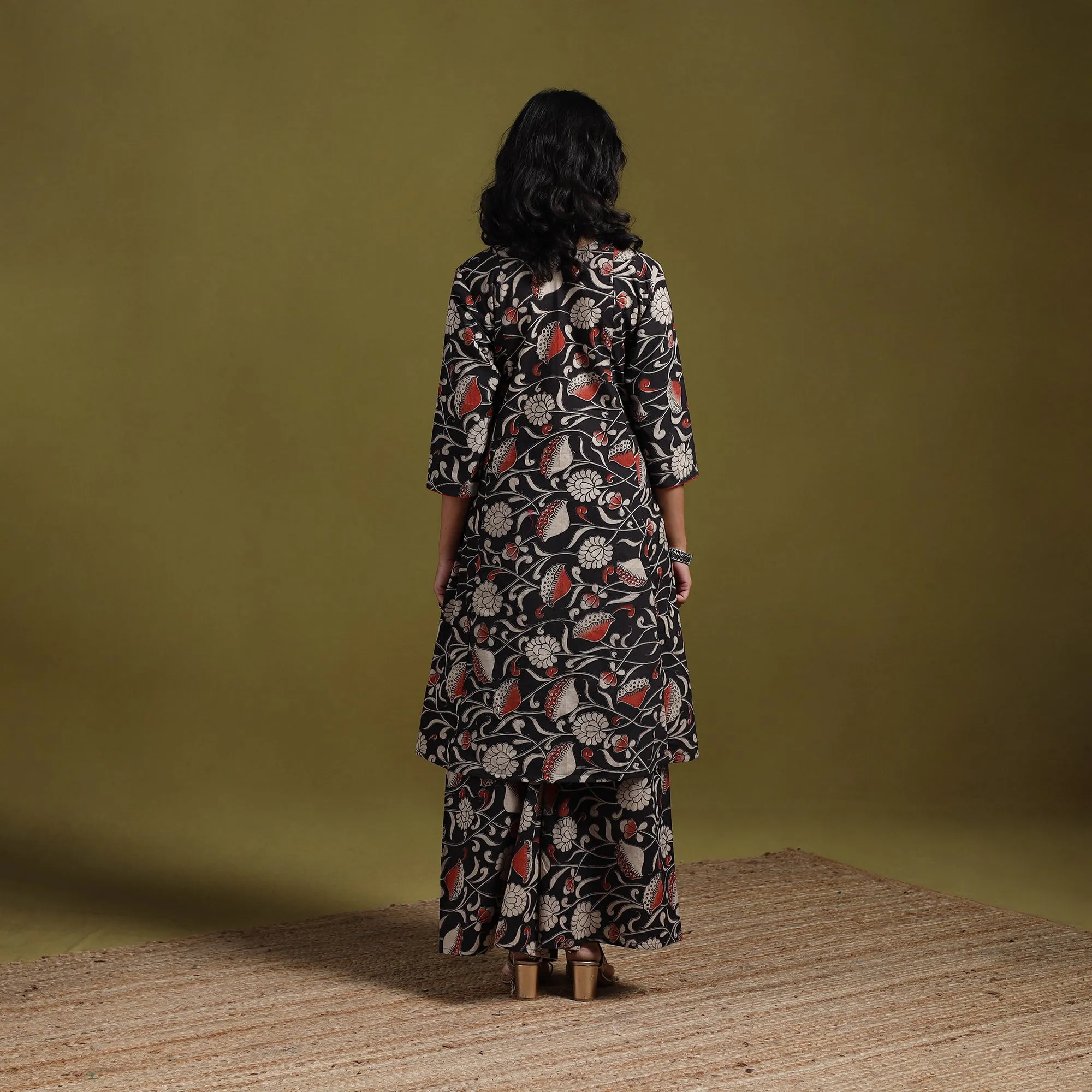 Black - Kalamkari Printed Cotton 2pc Kurta Set for women 02 sold by Itokri product image thumbnail 4