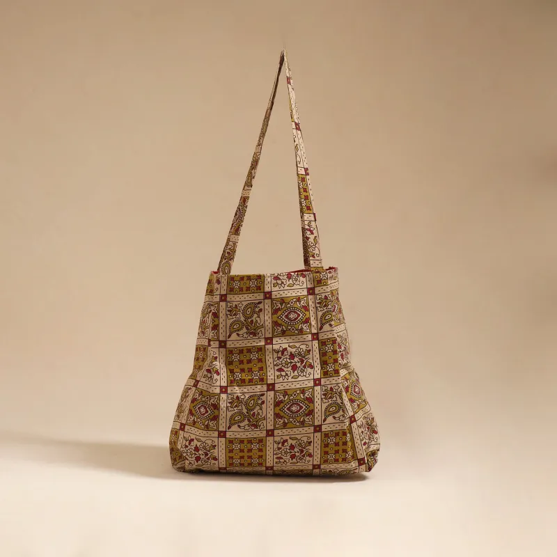 Beige - Handcrafted Fabric Jhola Bag 57 sold by Itokri