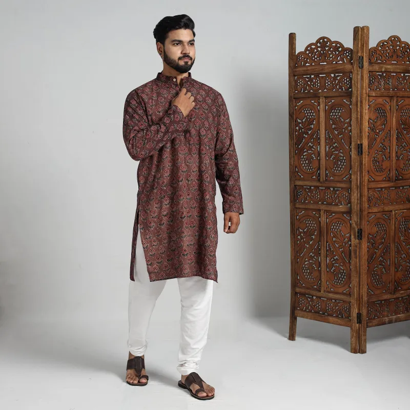 Ajrakh Block Printed Cotton Men Long Kurta 14 sold by Itokri