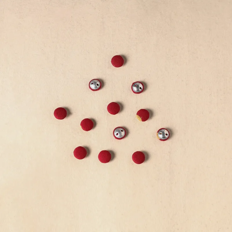 Red - 1.5cm Handmade Fabric Small Button (Set of 12) 27 made by Itokri