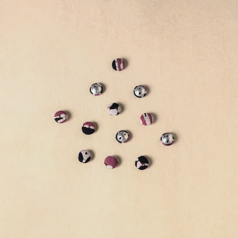 Pink - 1.5cm Handmade Fabric Small Button (Set of 12) 26 made by Itokri