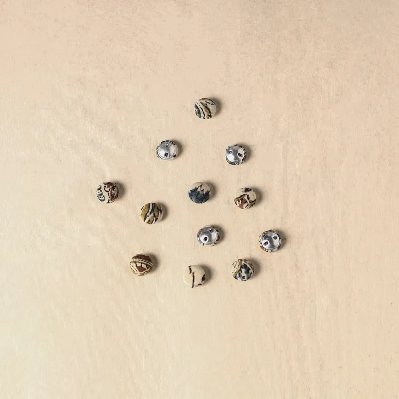 Beige - 1.5cm Handmade Fabric Small Button (Set of 12) 23 sold by Itokri