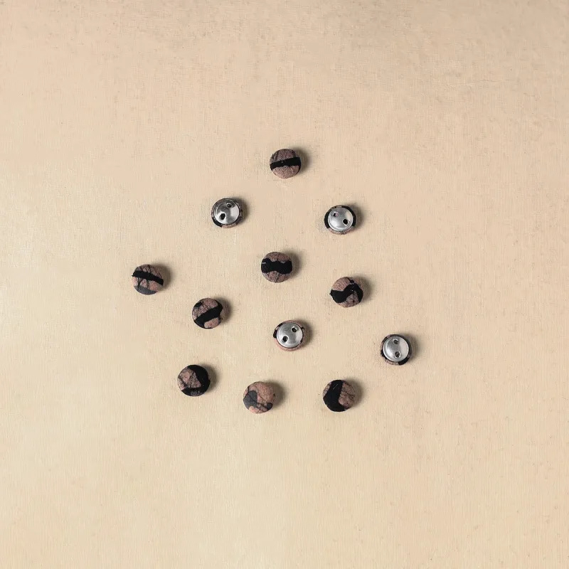 Brown - 1.5cm Handmade Fabric Small Button (Set of 12) 18 sold by Itokri
