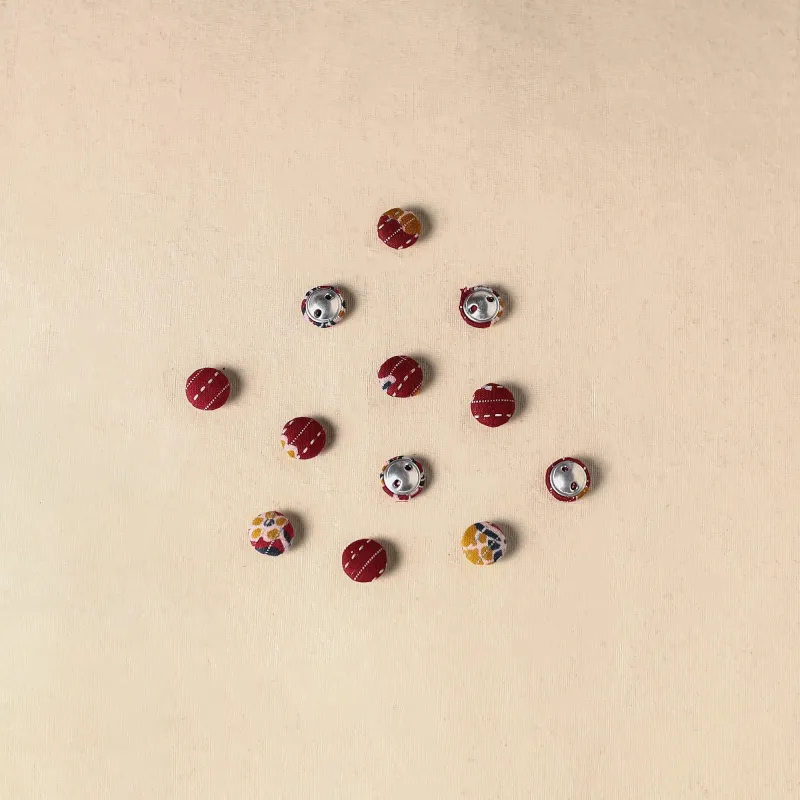 Maroon - 1.5cm Handmade Fabric Small Button (Set of 12) 16 sold by Itokri