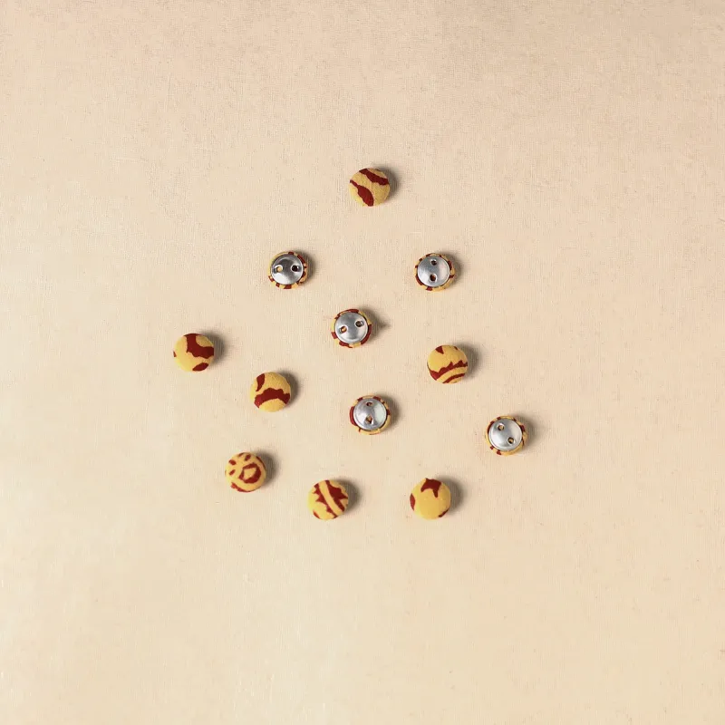 Beige - 1.5cm Handmade Fabric Small Button (Set of 12) 11 made by Itokri