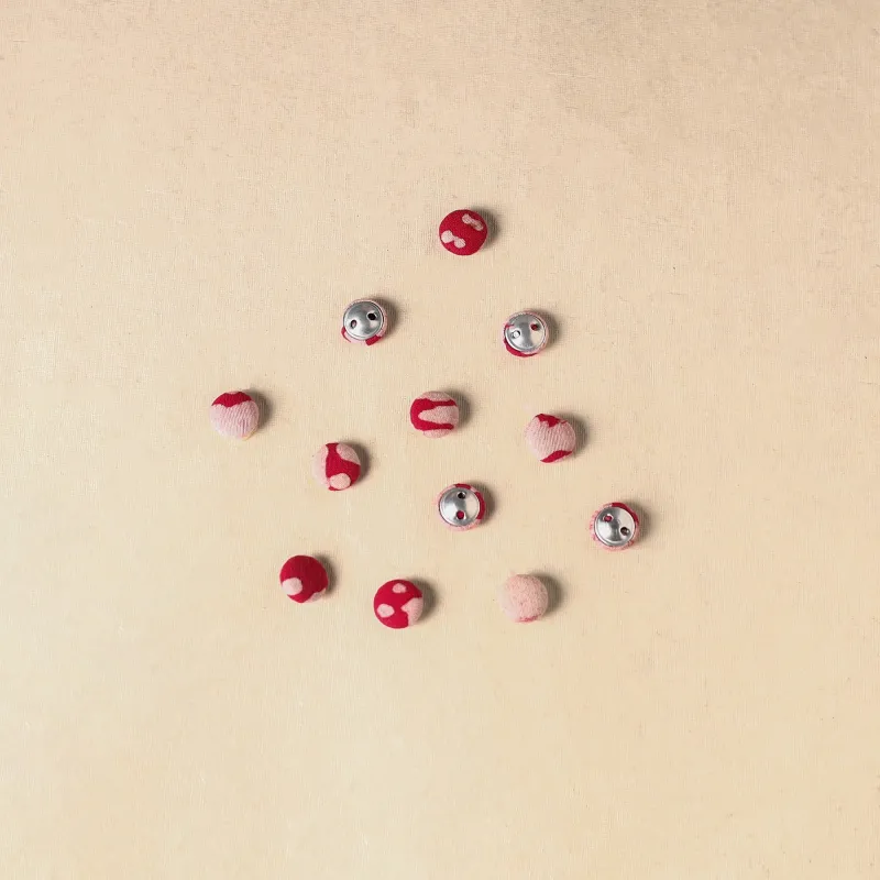 Pink - 1.5cm Handmade Fabric Small Button (Set of 12) 10 made by Itokri