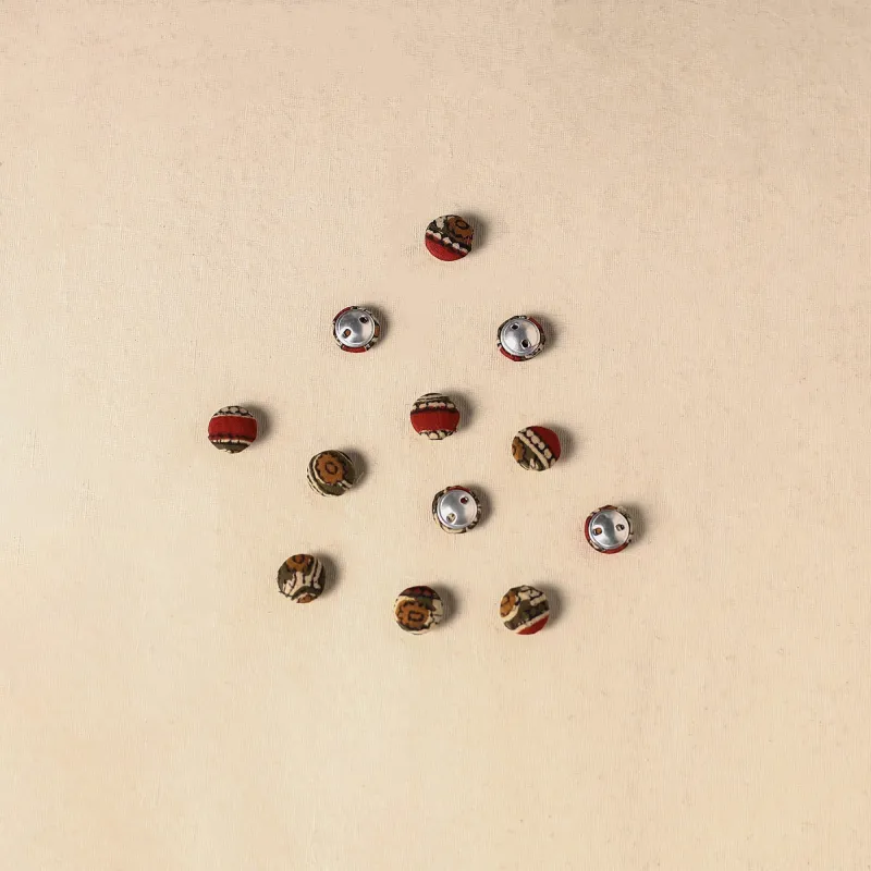 Red - 1.5cm Handmade Fabric Small Button (Set of 12) 09 made by Itokri