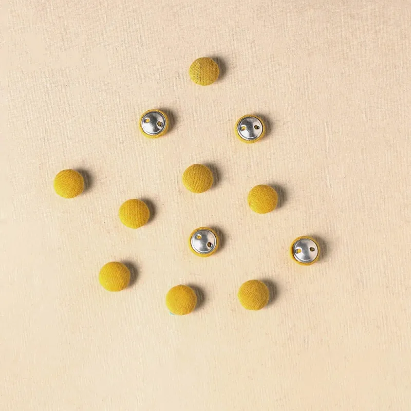 Yellow - 1.5cm Handmade Fabric Small Button (Set of 12) 02 made by Itokri