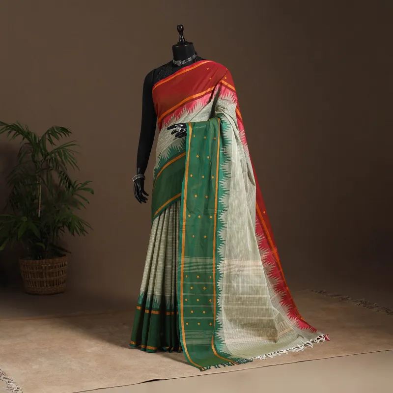 Multicolor - Kandangi Buti Chettinad Cotton Saree with Border 49 sold by Itokri