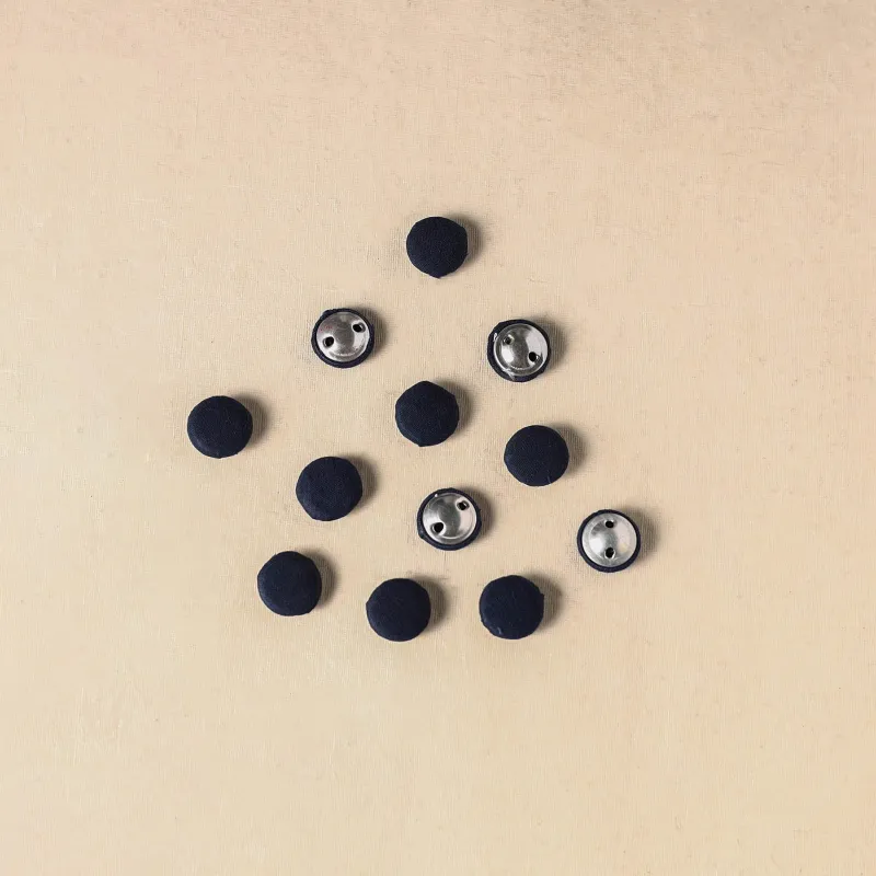 Blue - 1.5cm Handmade Fabric Small Button (Set of 12) 05 sold by Itokri