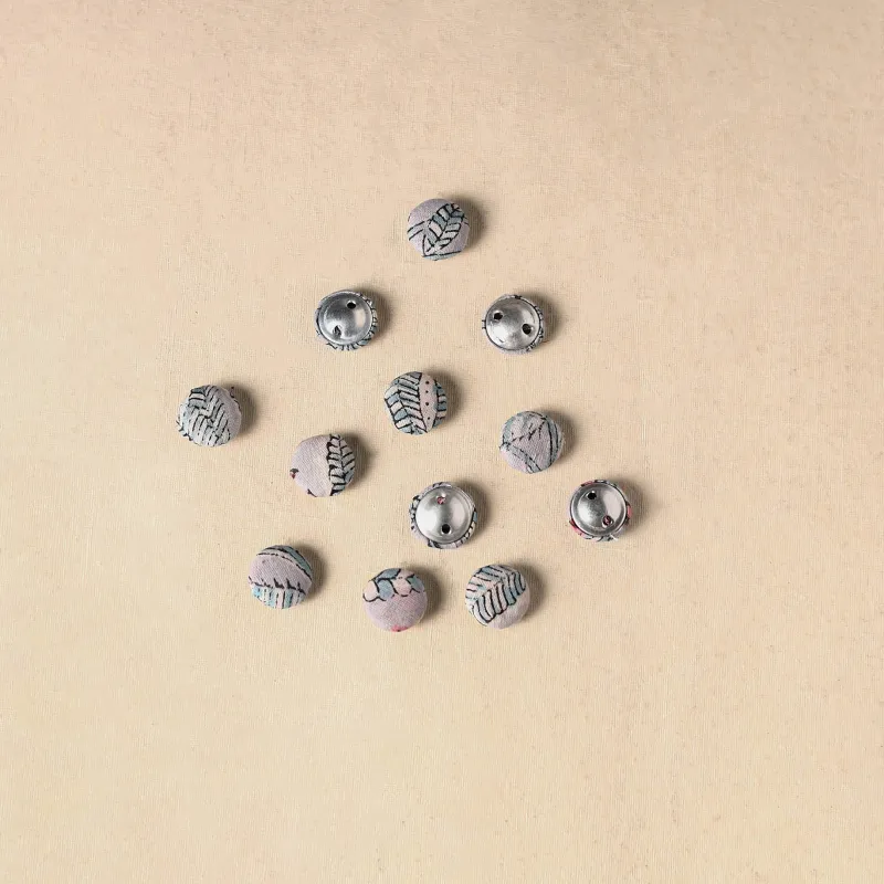 Grey - 1.5cm Handmade Fabric Small Button (Set of 12) 12 made by Itokri