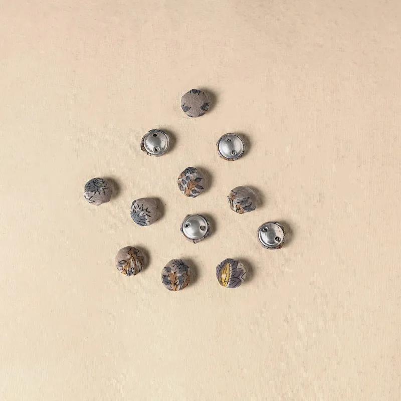 Grey - 1.5cm Handmade Fabric Small Button (Set of 12) 14 made by Itokri