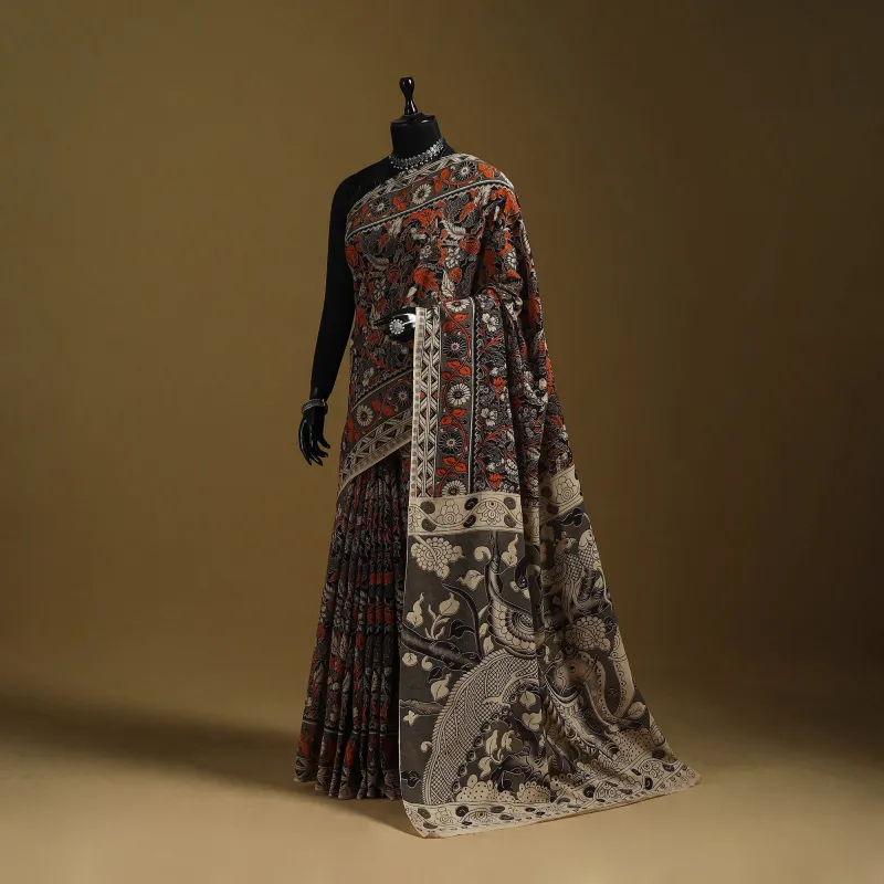 Black - Printed Cotton Kalamkari Saree 45 sold by Itokri