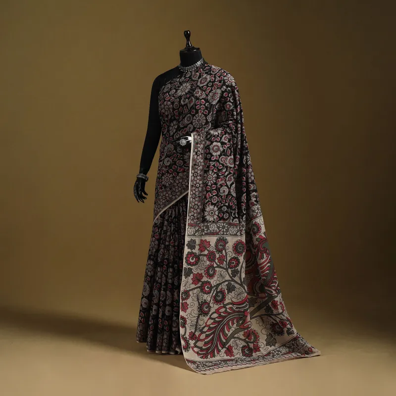 Black - Printed Cotton Kalamkari Saree 43 made by Itokri