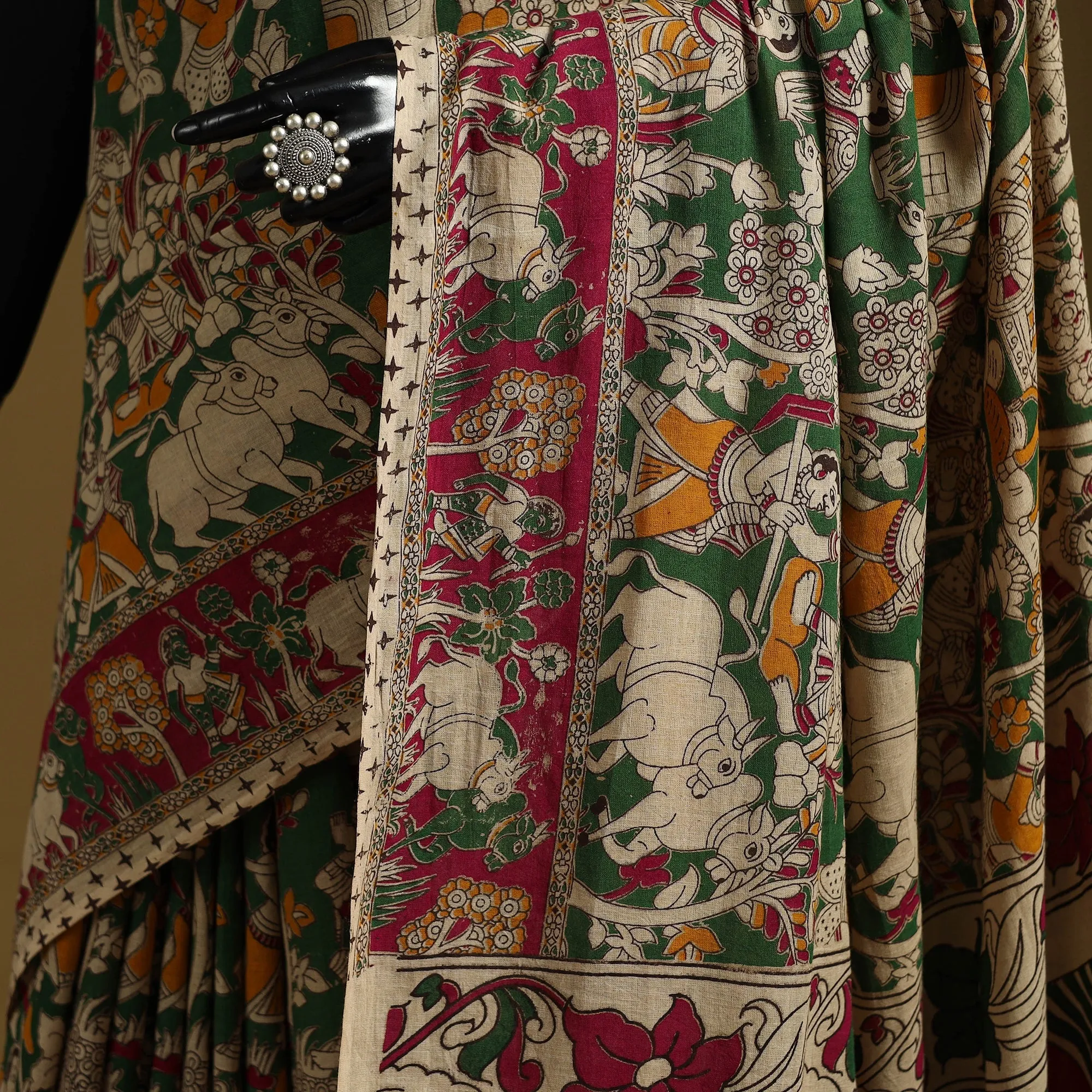 Printed Cotton Kalamkari Saree 38 sold by Itokri product image thumbnail 3