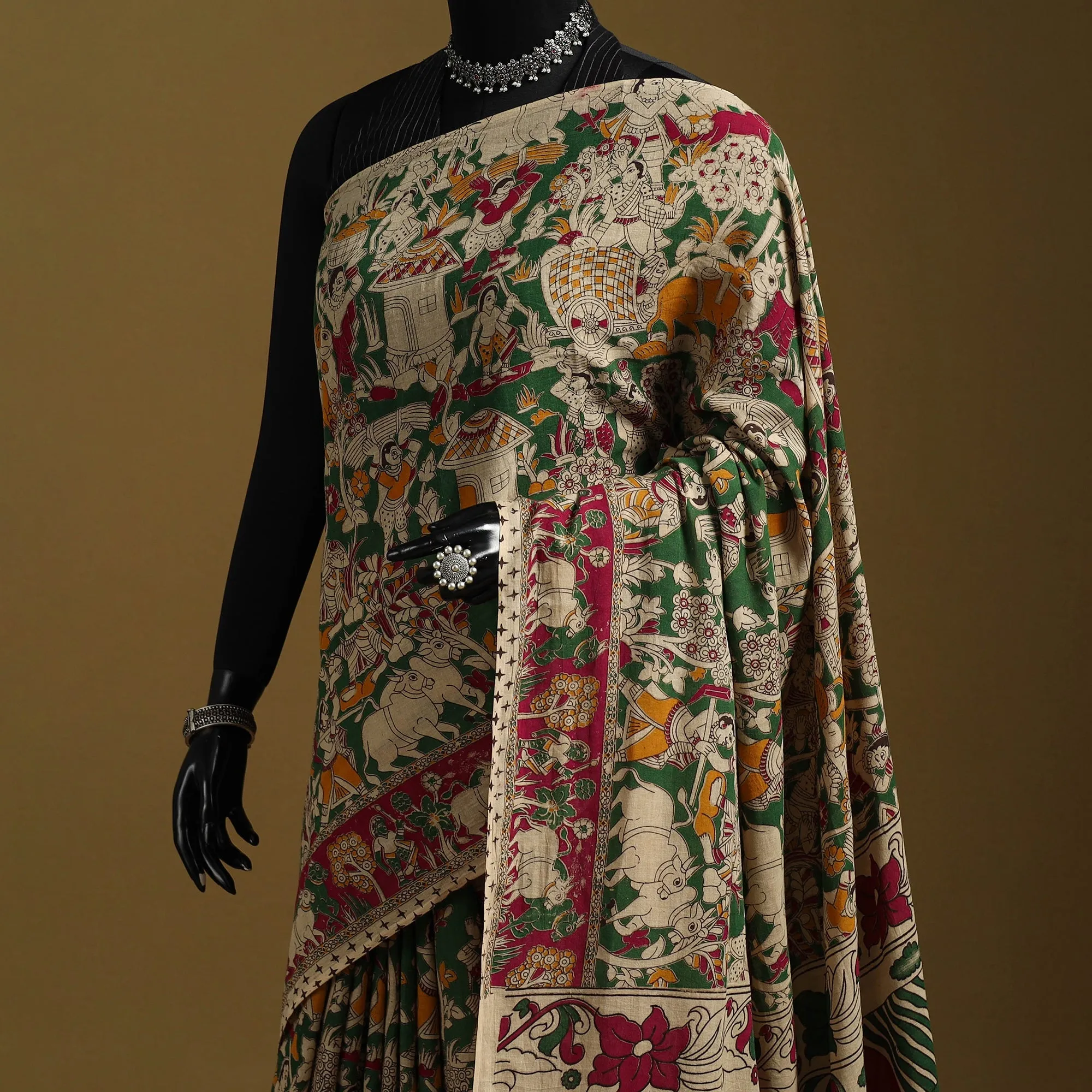 Printed Cotton Kalamkari Saree 38 sold by Itokri product image thumbnail 2