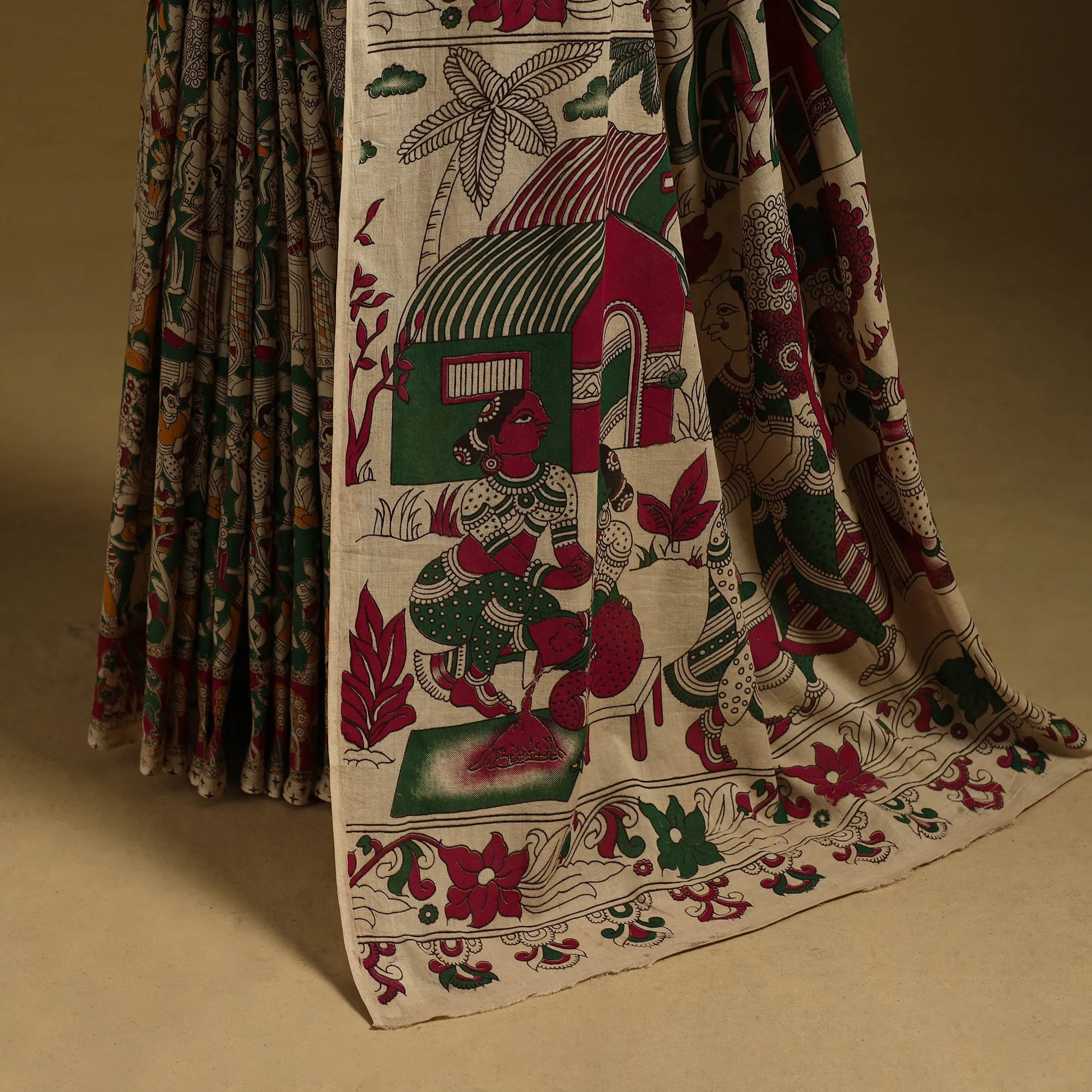 Printed Cotton Kalamkari Saree 38 sold by Itokri product image thumbnail 4