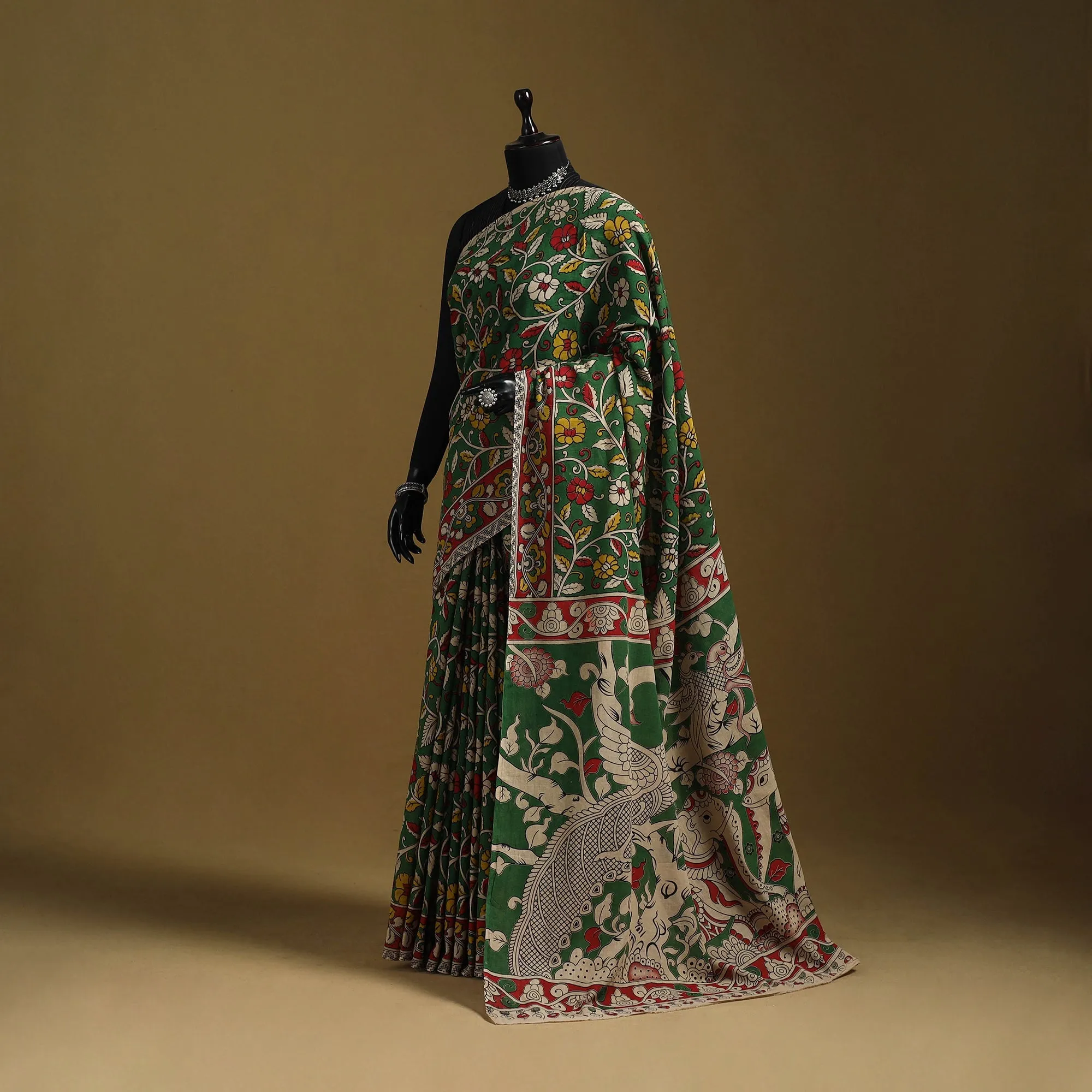 Green - Printed Cotton Kalamkari Saree 29 sold by Itokri