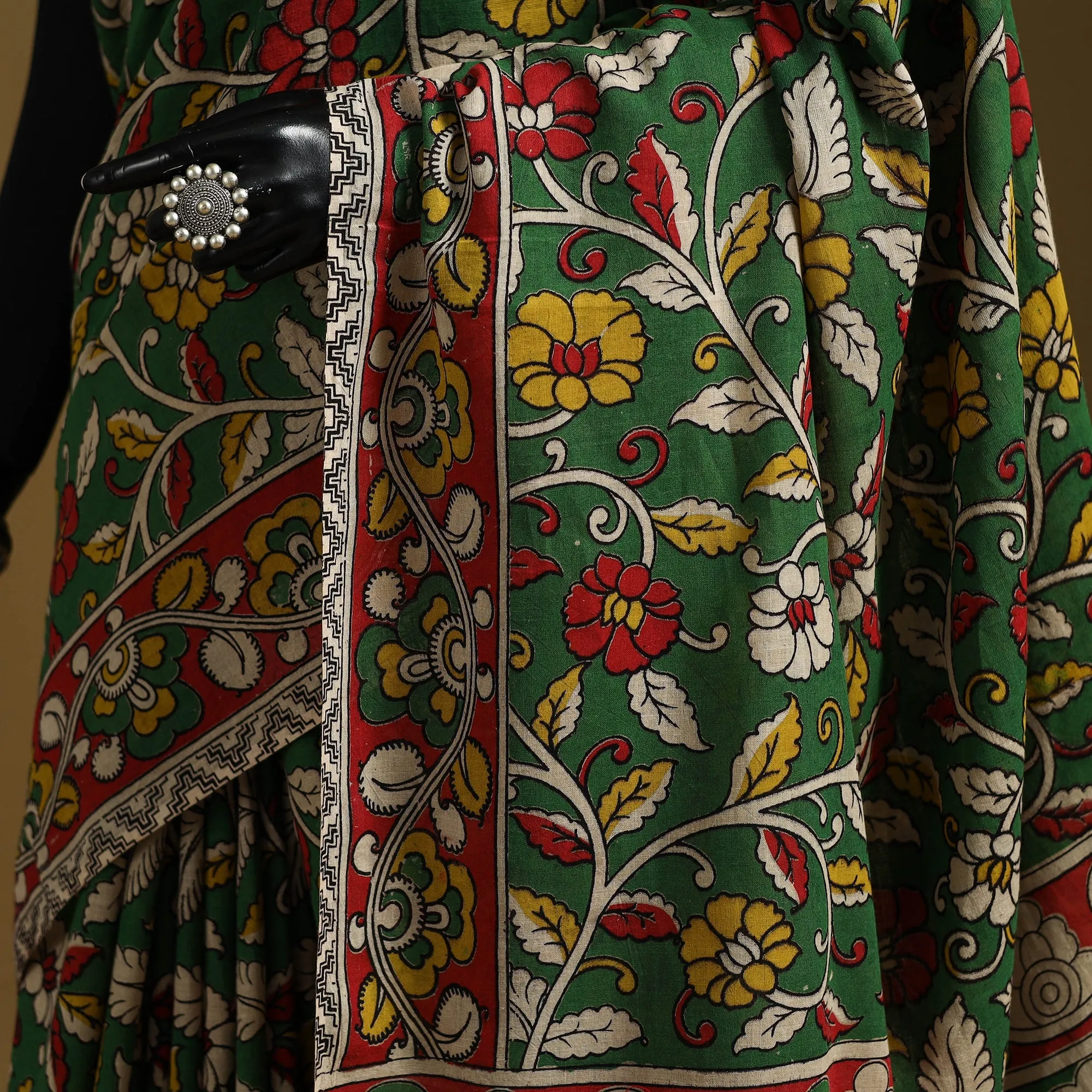 Green - Printed Cotton Kalamkari Saree 29 sold by Itokri product image thumbnail 3