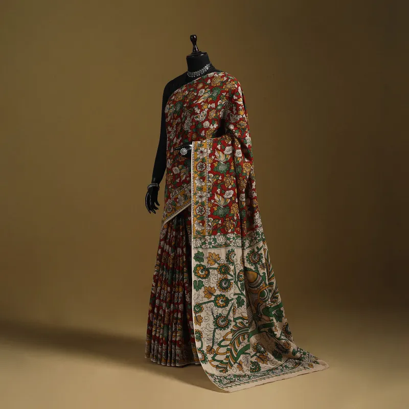 Red - Printed Cotton Kalamkari Saree 27 sold by Itokri