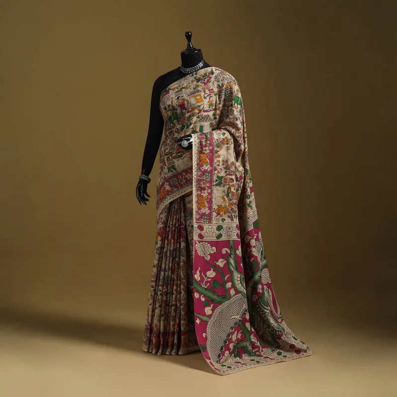 Printed Cotton Kalamkari Saree 22 sold by Itokri
