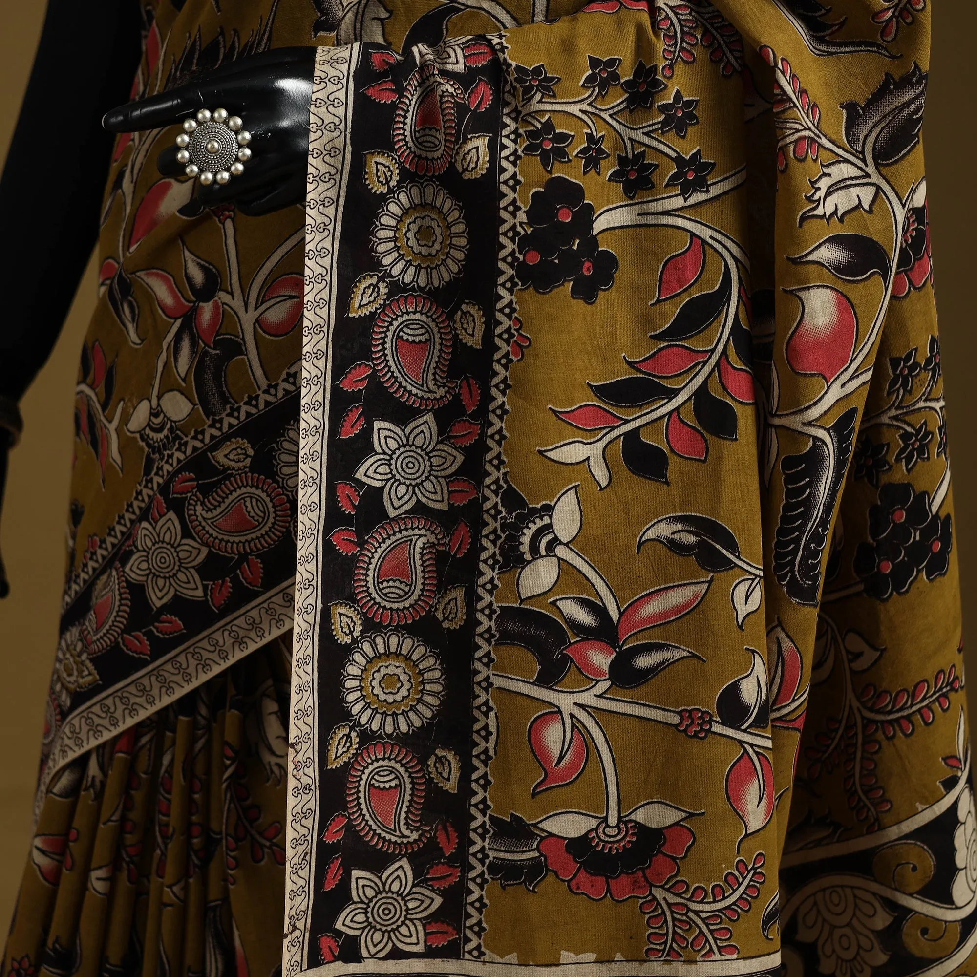 Brown - Printed Cotton Kalamkari Saree 13 sold by Itokri product image thumbnail 3