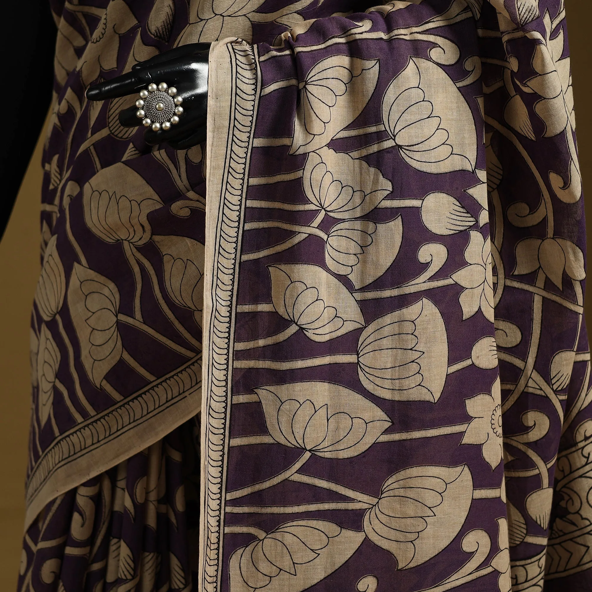 Purple - Printed Cotton Kalamkari Saree 12 sold by Itokri product image thumbnail 3