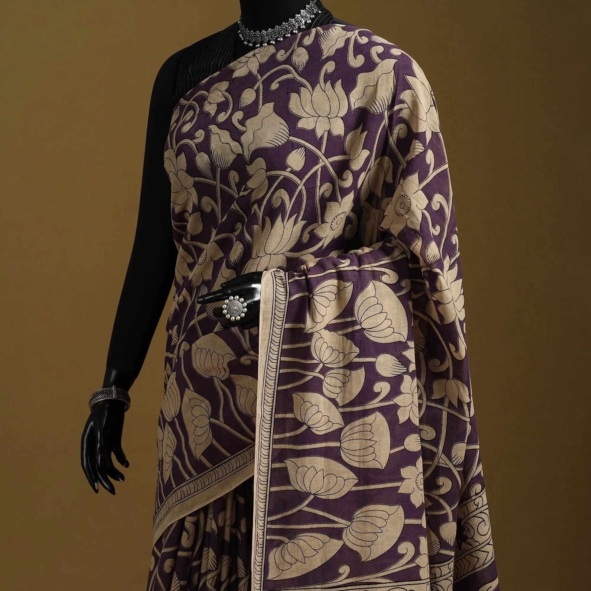 Purple - Printed Cotton Kalamkari Saree 12 sold by Itokri product image thumbnail 2