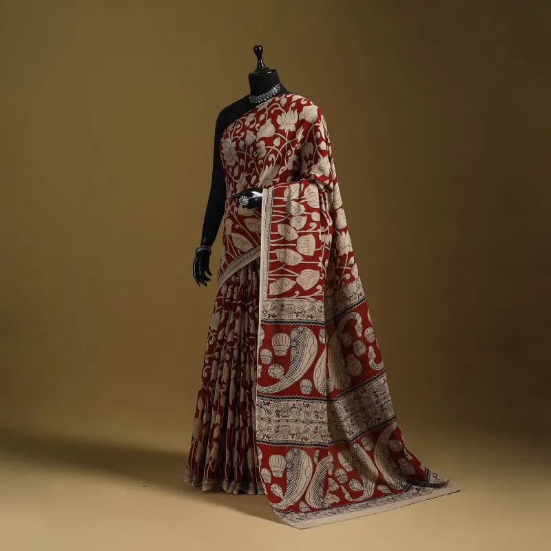 Red - Printed Cotton Kalamkari Saree 06 sold by Itokri
