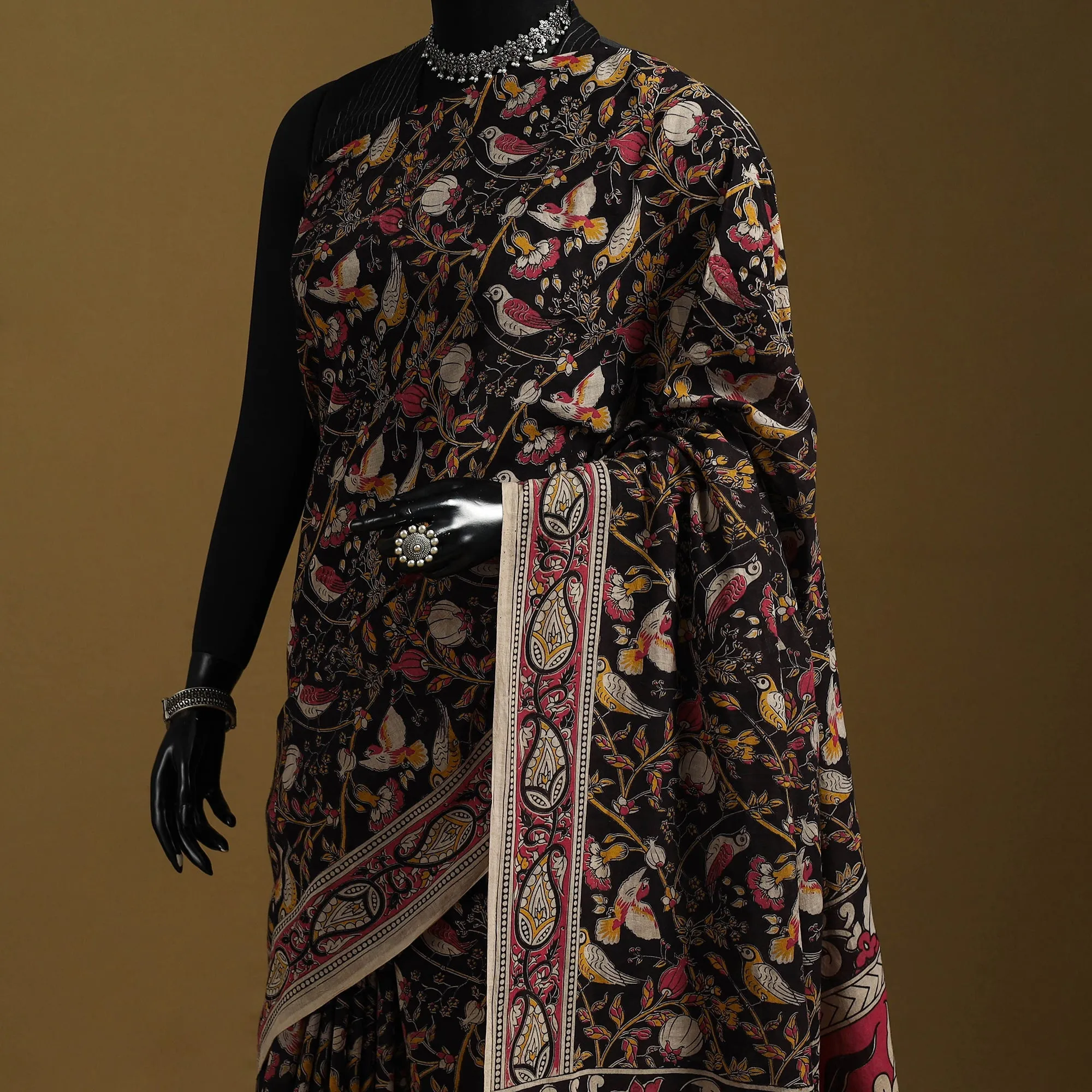Black - Printed Cotton Kalamkari Saree 01 sold by Itokri product image thumbnail 2