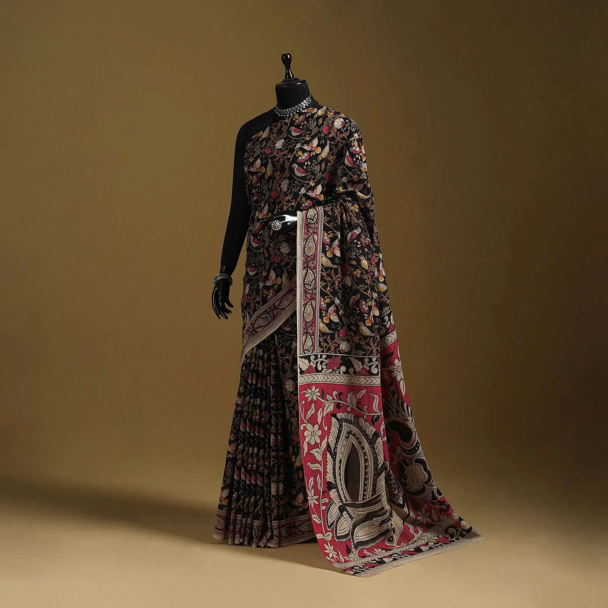 Black - Printed Cotton Kalamkari Saree 01 sold by Itokri