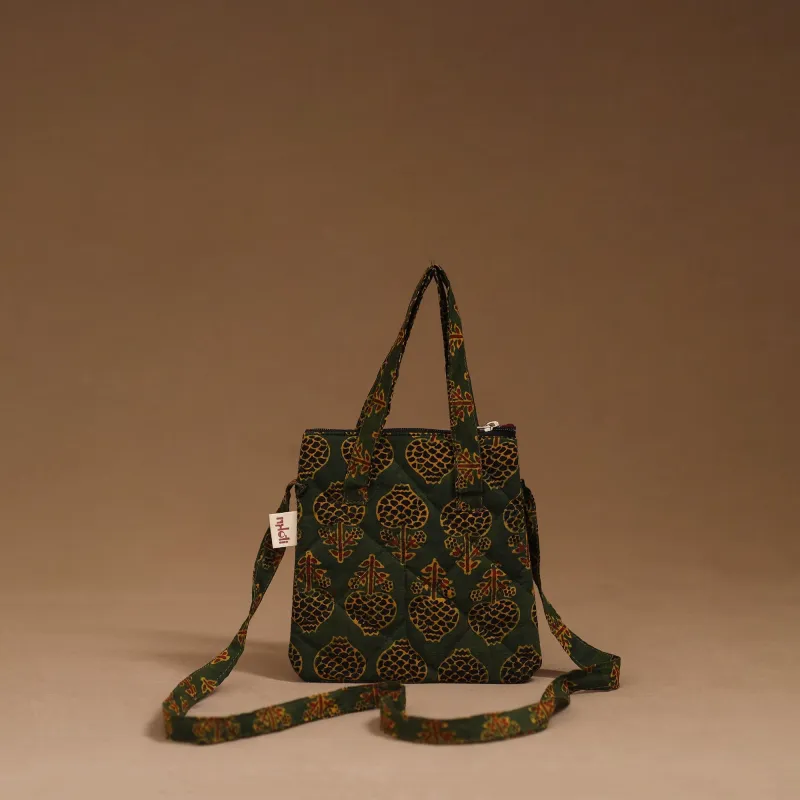 Green - Handcrafted Quilted Sling Bag 27 made by Itokri