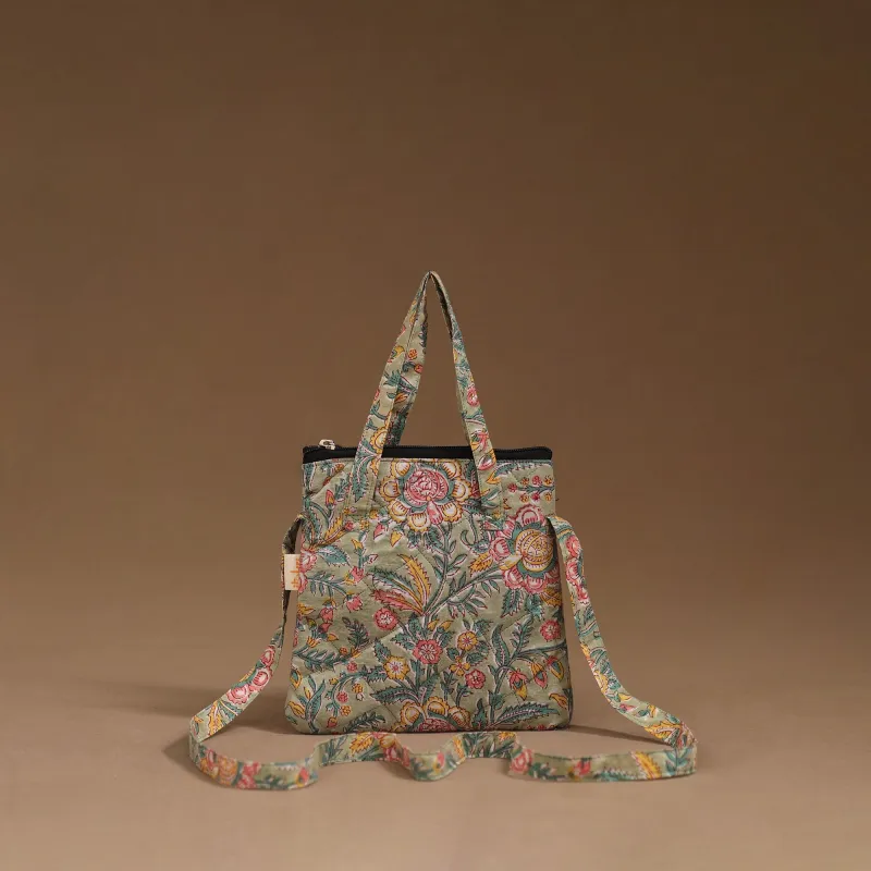 Green - Handcrafted Quilted Sling Bag 05 sold by Itokri