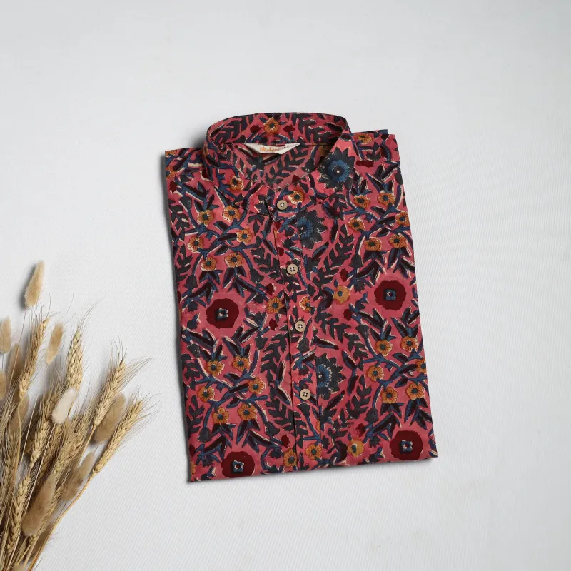 Red - Sanganeri Block Print Cotton Long Kurta for Men 12 sold by Itokri