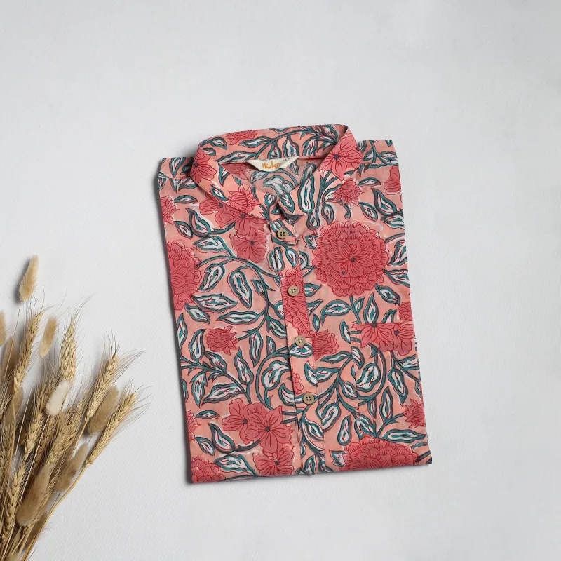 Pink - Sanganeri Block Print Cotton Short Kurta for Men 07 sold by Itokri